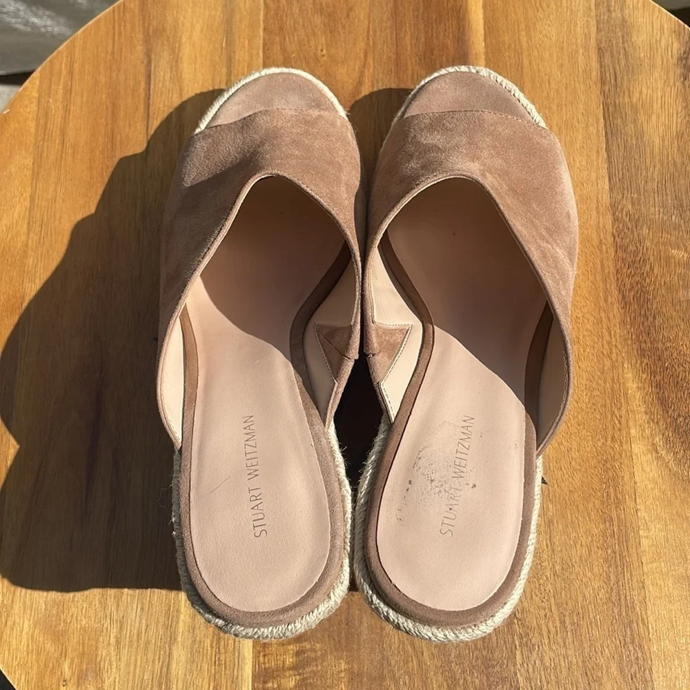 Stuart Weitzman Women’s Wonda Espadrille Wedge Sandal taupe Size 9